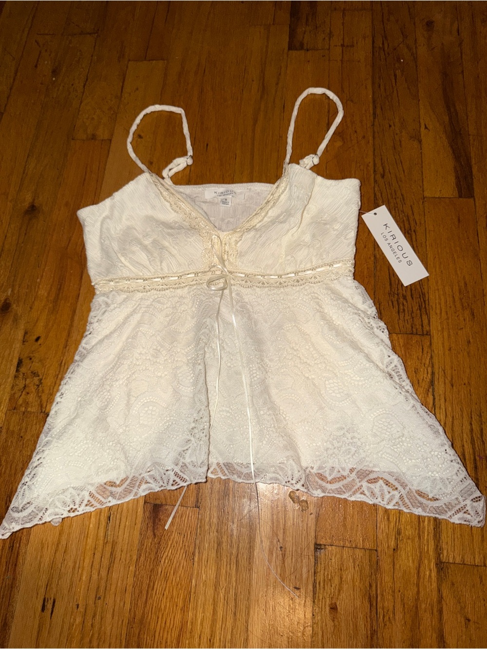Khaous Lace Trim White Chemise Tank